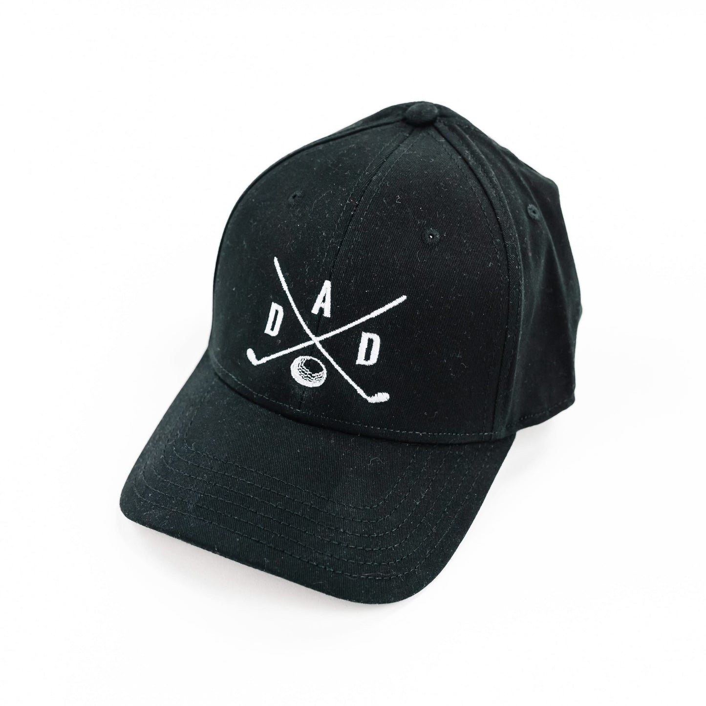 DAD - Golf Clubs - Black w/ White - Comfy Fit - Baseball Cap