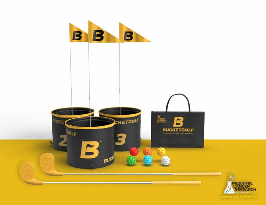 Limited Edition Gold BucketGolf 3 Hole bundle – Supporting the Pediatric Cancer Research Foundation