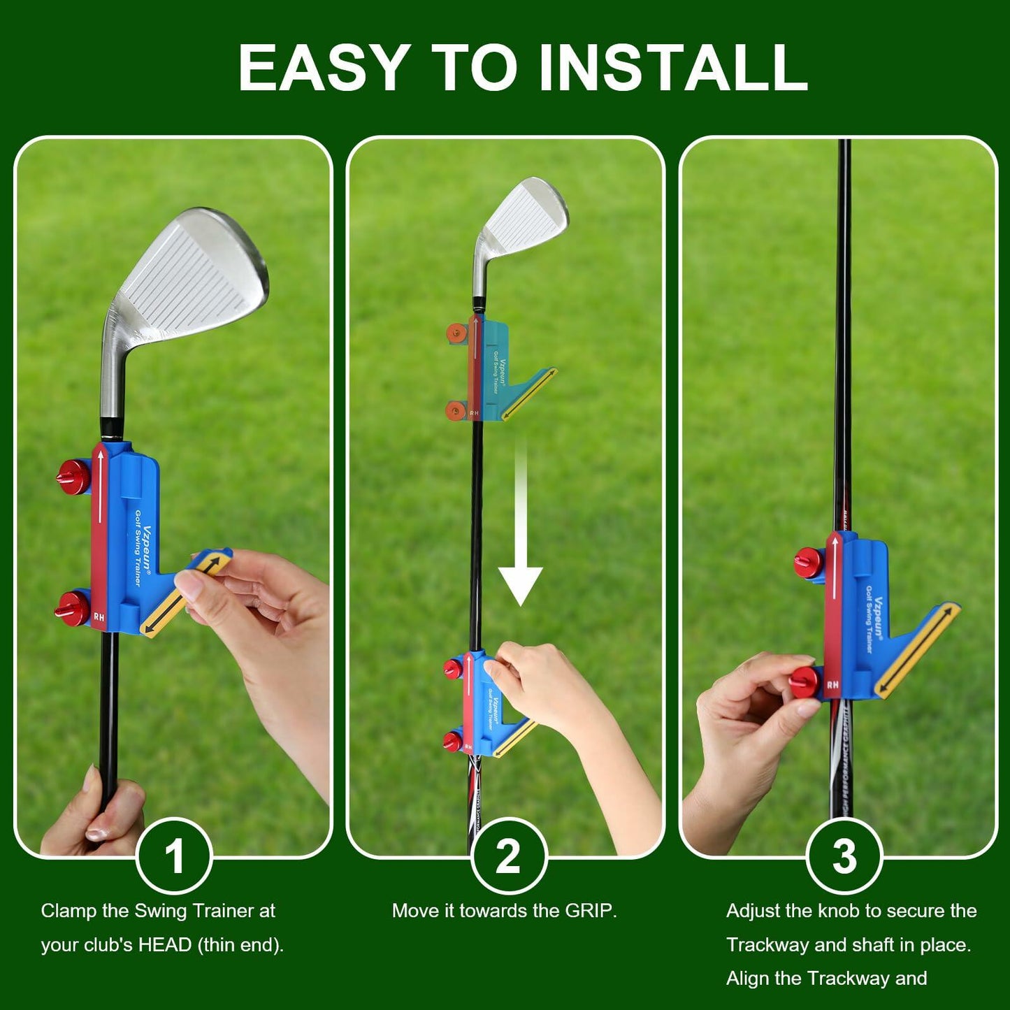 Vzpeun Golf Swing Trainer Aid Grip Alignment Sticks Portable Blue