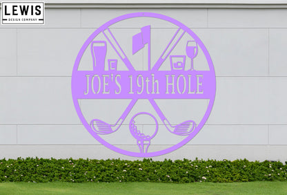 Golf 19th Hole Custom Name Metal Sign