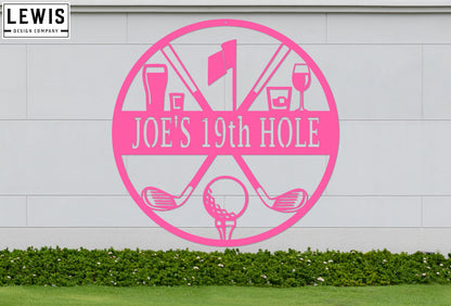 Golf 19th Hole Custom Name Metal Sign