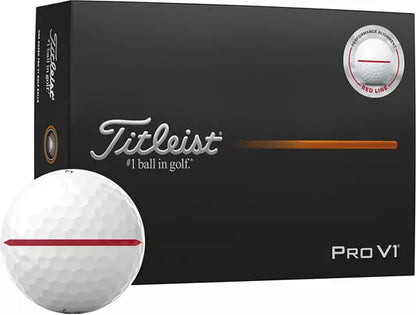 Titleist 2025 Pro V1 Performance Alignment Red Line Golf Balls