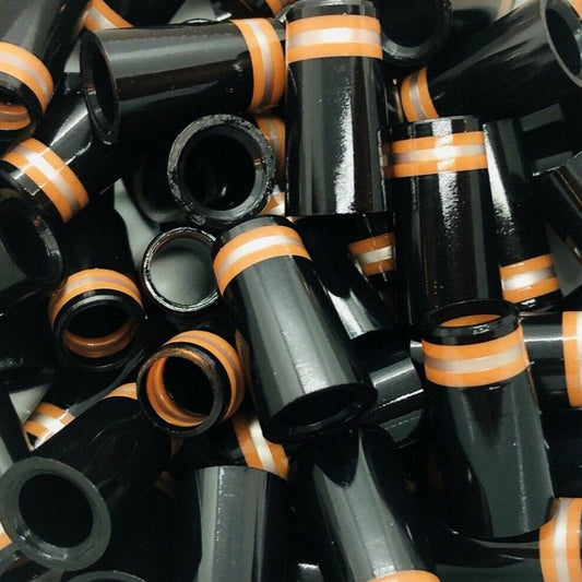 Premium Quality Iron Ferrules Black w/ Orange & Silver Rings 1"