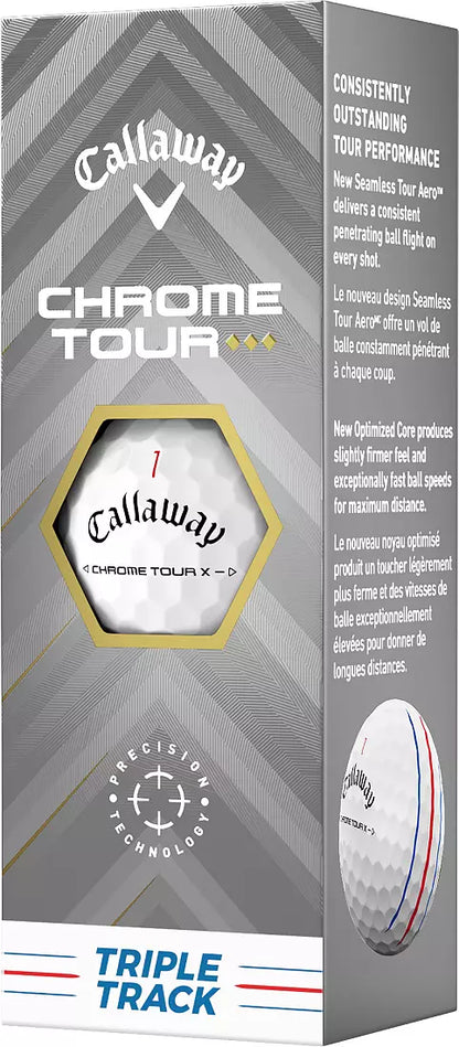 Callaway Chrome Tour Triple Diamond Triple Track White 2025 Golf Balls