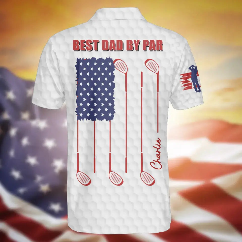 Personalized Dad All-Over Print Polo Shirt - Up to 5 Children - Father's Day Gift for Golf Lovers - Best Dad By Par