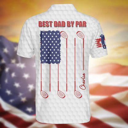 Personalized Dad All-Over Print Polo Shirt - Up to 5 Children - Father's Day Gift for Golf Lovers - Best Dad By Par