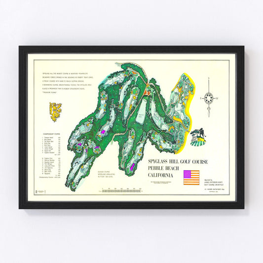 Vintage Map of Spyglass Hill Golf Course, 1974