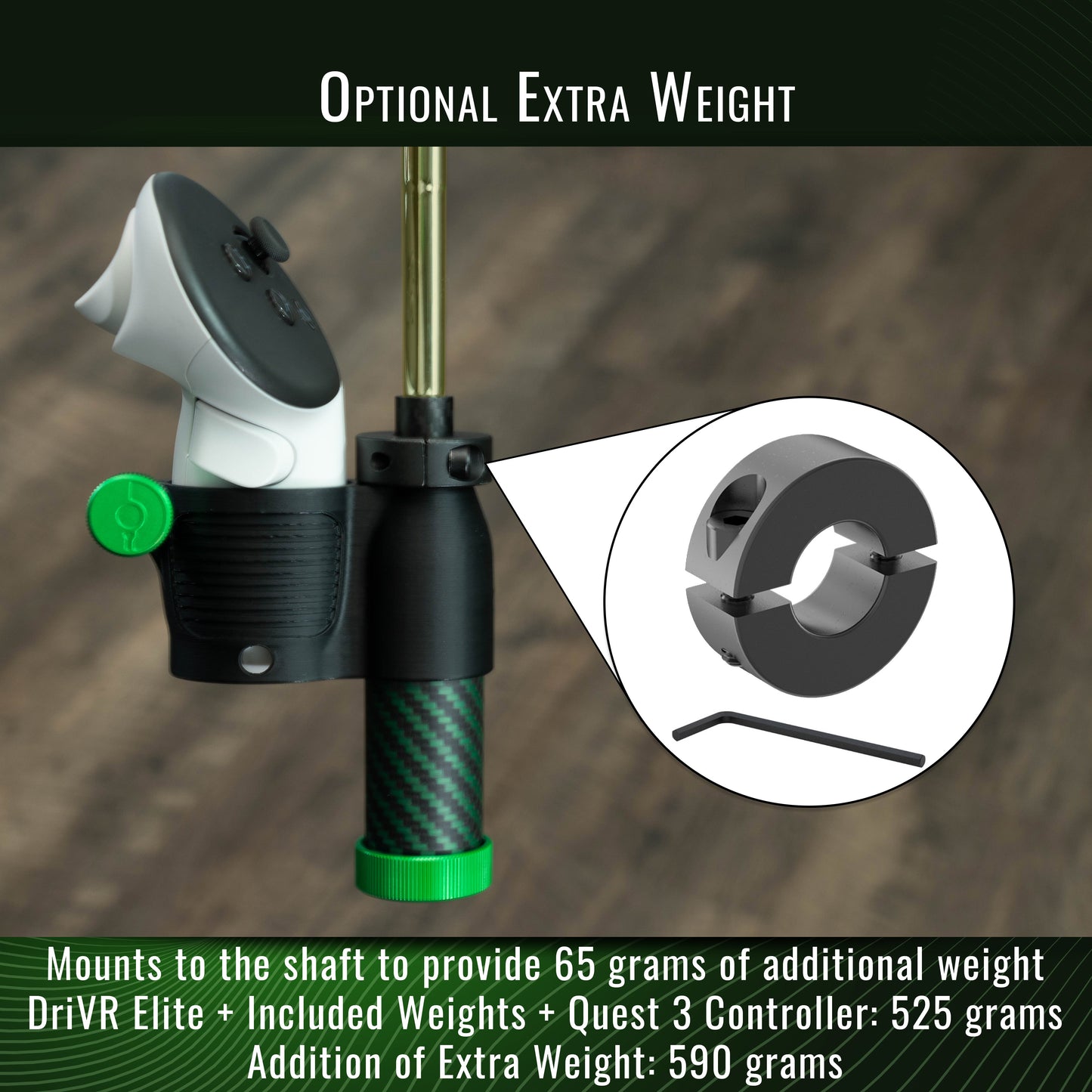 DriVR Elite Gold - Stepped Steel Weighted Golf Club  - Compatible with Quest 2, 3/3s, and Pro