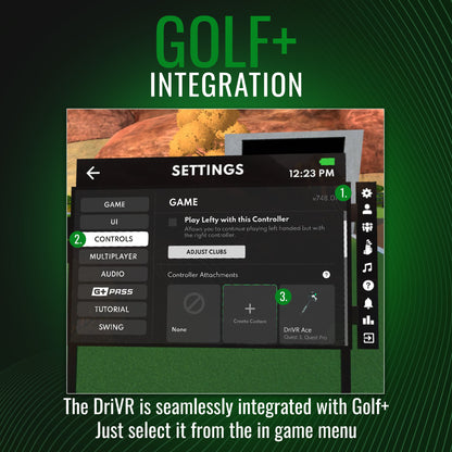 DriVR Ace - VR Golf Club Handle Accessory - Compatible with Quest 3/3s and Pro - For GOLF+