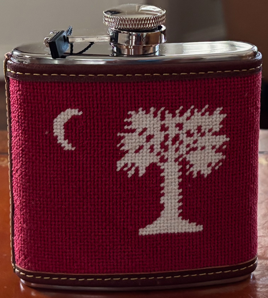 Citadel Big Red Hand-stitched Needlepoint Flask