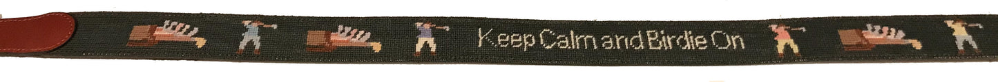 Golf Birdie On Needlepoint Belt (Final Sale)