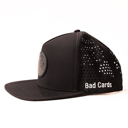 Bad Cards Black on Black Flat-Bill Hat with Laser-cut Back