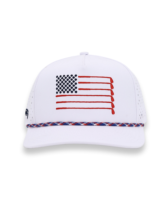 American Flag Rope Flat Bill Hat