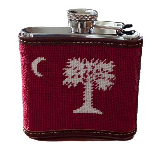 Citadel Big Red Hand-stitched Needlepoint Flask