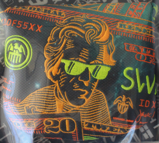 Swag Golf Shaded Andrew Jackson Neon Orange/Black Blade Putter Headcover