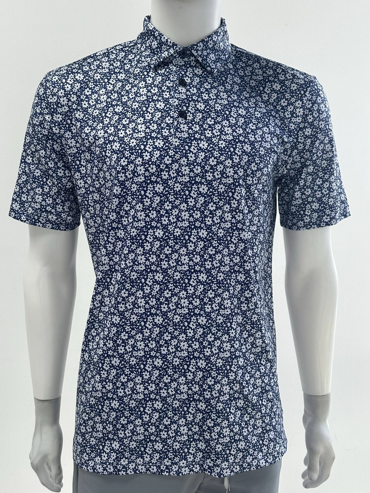 Navy Floral Performance Polo