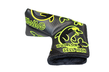 Swag Golf - Flipper Yellow Buy Low Sell High *opened, no bag* Blade Putter Headcover