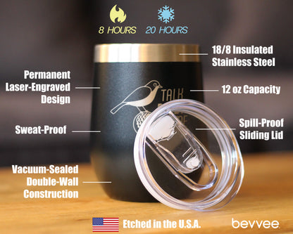 Funny Golf Gifts Insulated Wine Tumbler with Sliding Lid Talk Birdie to Me 12oz Stainless Steel Tumbler