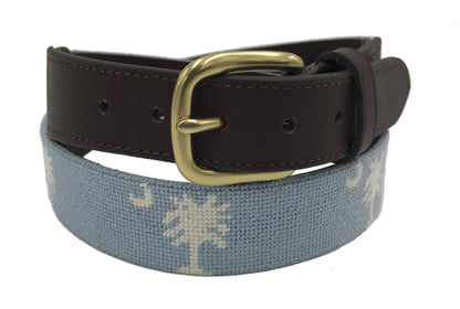Charleston Belt Carolina Crescent Palmetto Hand-stitched Needlepoint Belt