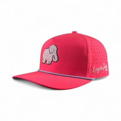 Frosted Elephant Golf Hat | Snapback Cap | Built-in Magnetic Ball Marker Holder + Marker Included | Adjustable | Elephant Cookie Pink