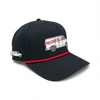 Free Golf Balls Van Golf Hat | Snapback Cap | Built-in Magnetic Ball Marker Holder + Marker Included | Free Golf Balls Van | Adjustable Black