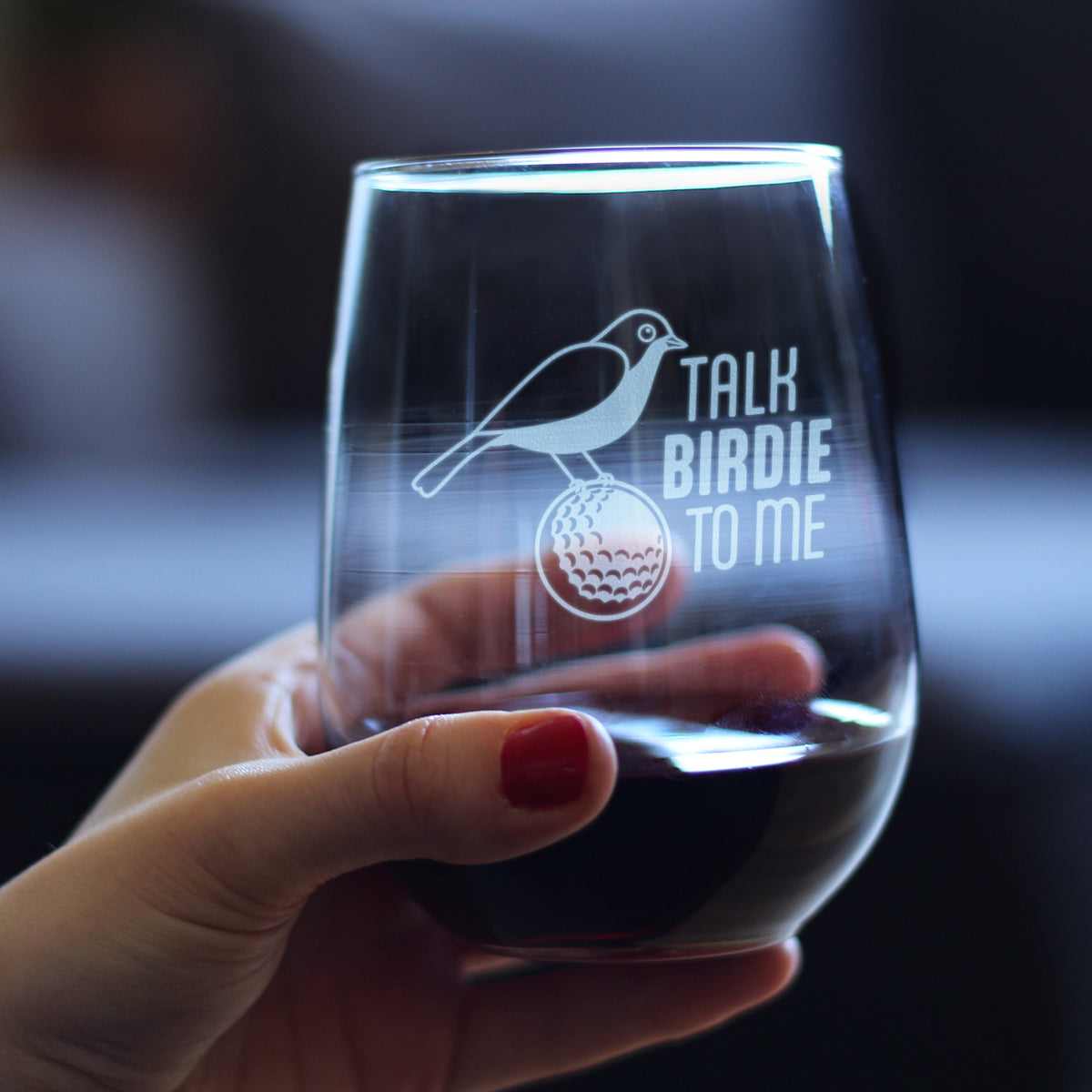 Funny Golf Gifts Engraved Stemless Wine Glass Gifts Talk Birdie to Me Large Wine Glasses - 17 oz