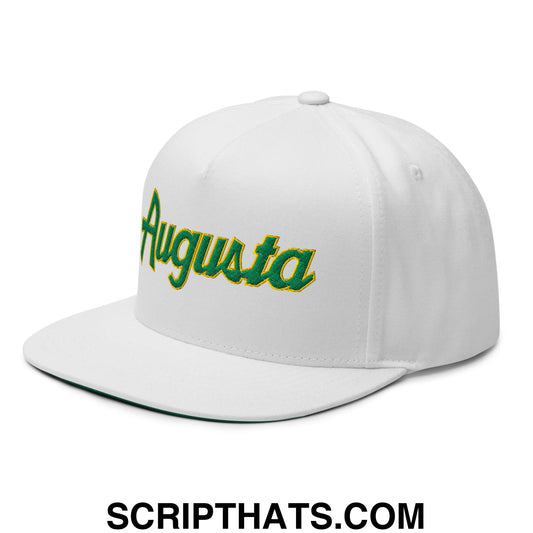 Augusta Vintage Sports Script Embroidered Flat Brim Bill Golf 5 Panel Snapback Hat