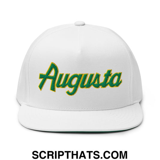 Augusta Vintage Sports Script Embroidered Flat Brim Bill Golf 5 Panel Snapback Hat