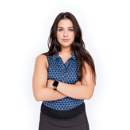 Blue Floral Women's Polo (Sleeveless)