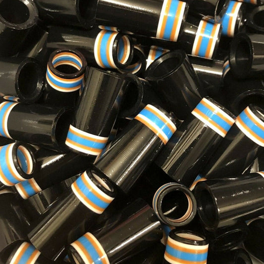 Premium Quality Iron Ferrules Black w/ White, Orange & Blue Rings 1”