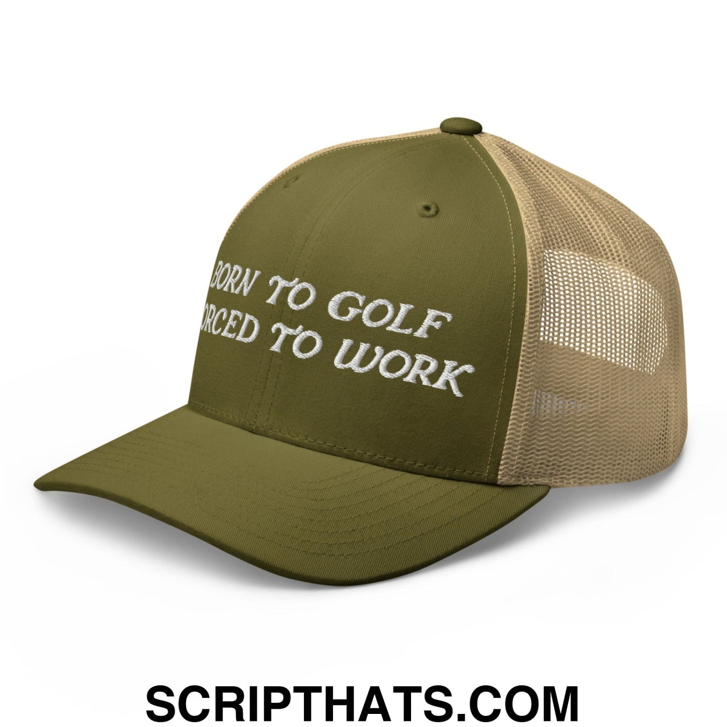 Born to Golf Forced to Work Embroidered Mesh Trucker Hat