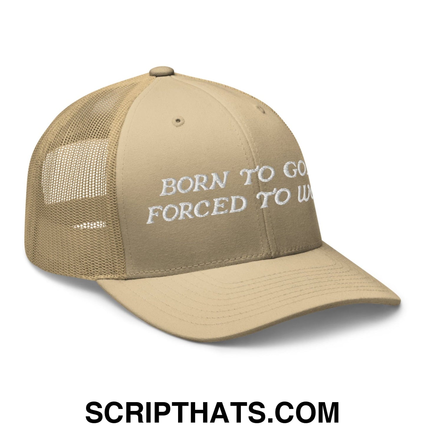 Born to Golf Forced to Work Embroidered Mesh Trucker Hat