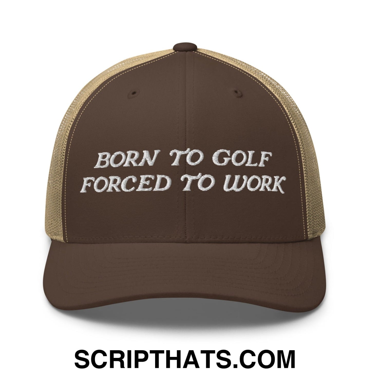 Born to Golf Forced to Work Embroidered Mesh Trucker Hat