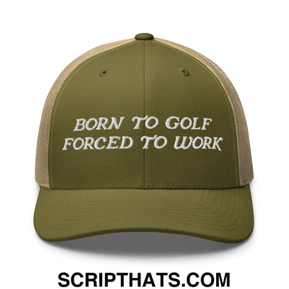 Born to Golf Forced to Work Embroidered Mesh Trucker Hat