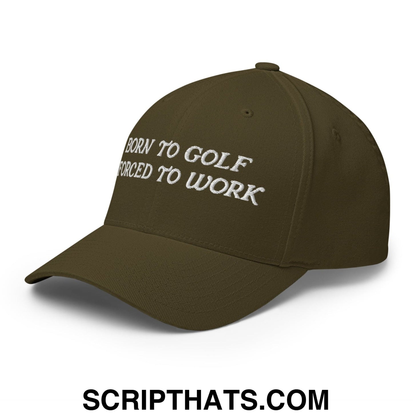 Born to Golf Forced to Work Embroidered Stretch Fit Golf Hat