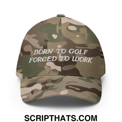 Born to Golf Forced to Work Embroidered Stretch Fit Golf Hat