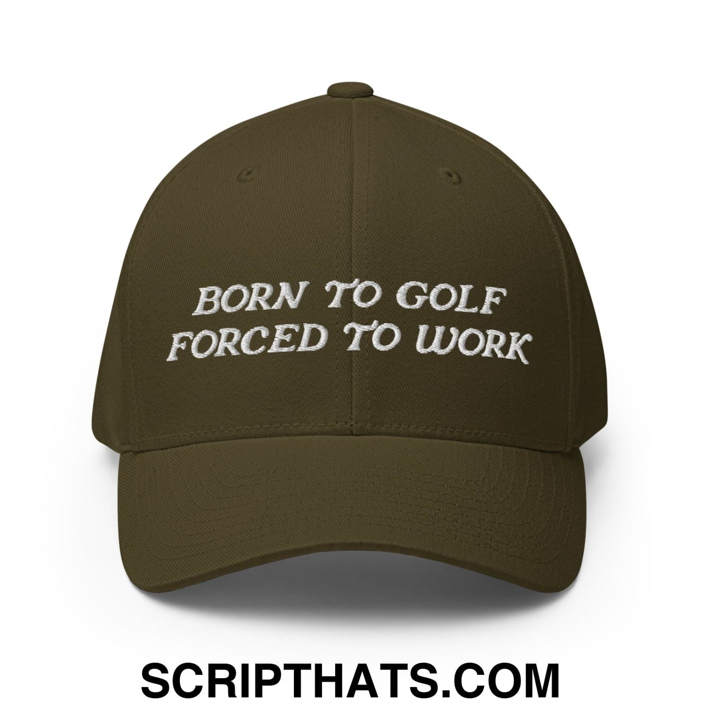 Born to Golf Forced to Work Embroidered Stretch Fit Golf Hat