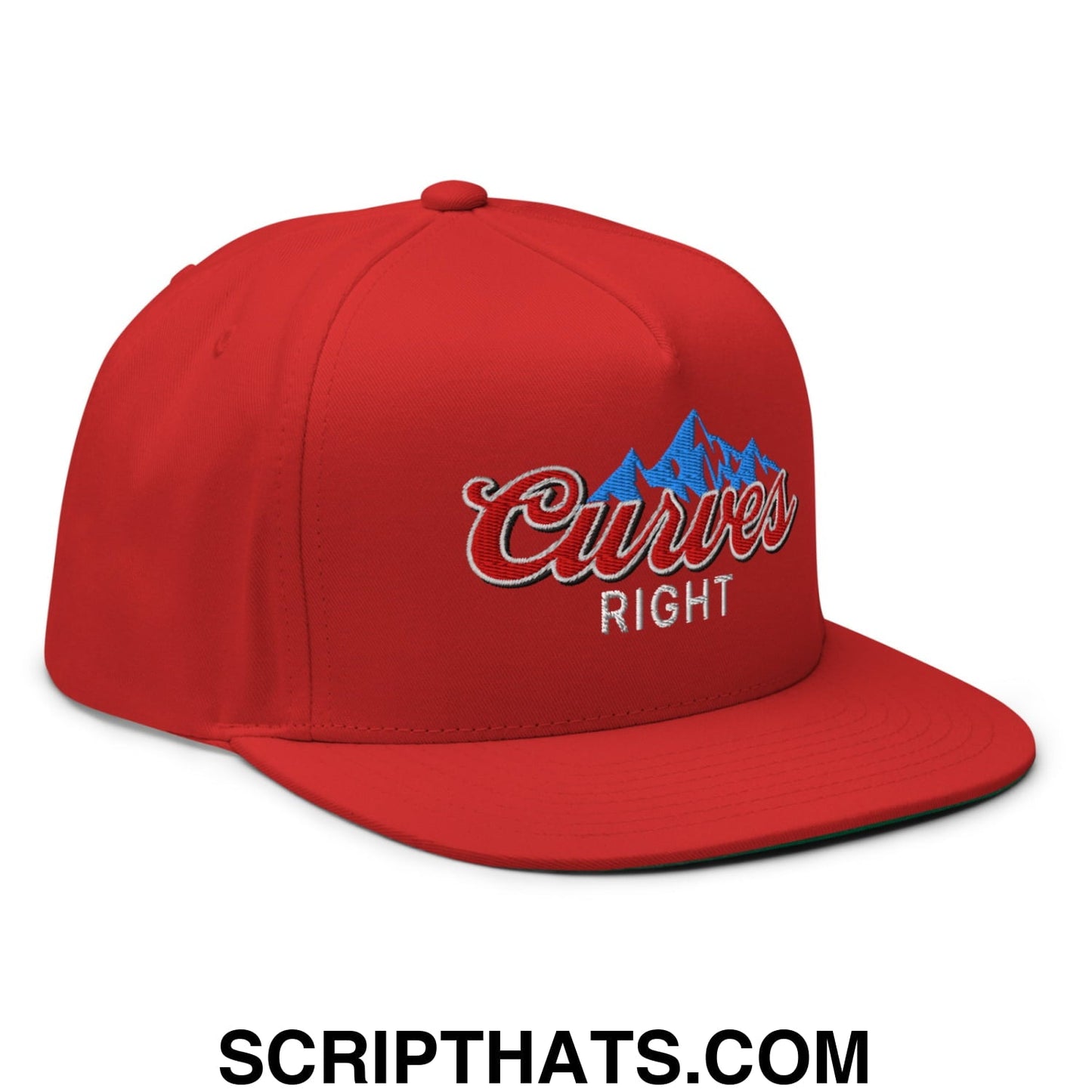 Curves Right Flat Brim Bill 5 Panel Golf Snapback Hat