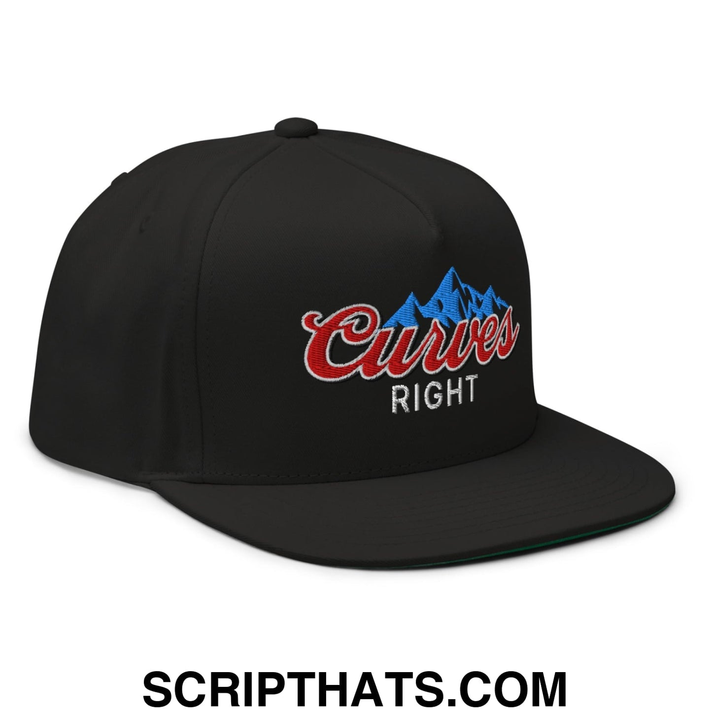 Curves Right Flat Brim Bill 5 Panel Golf Snapback Hat