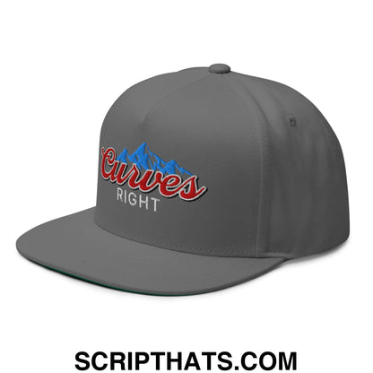 Curves Right Flat Brim Bill 5 Panel Golf Snapback Hat