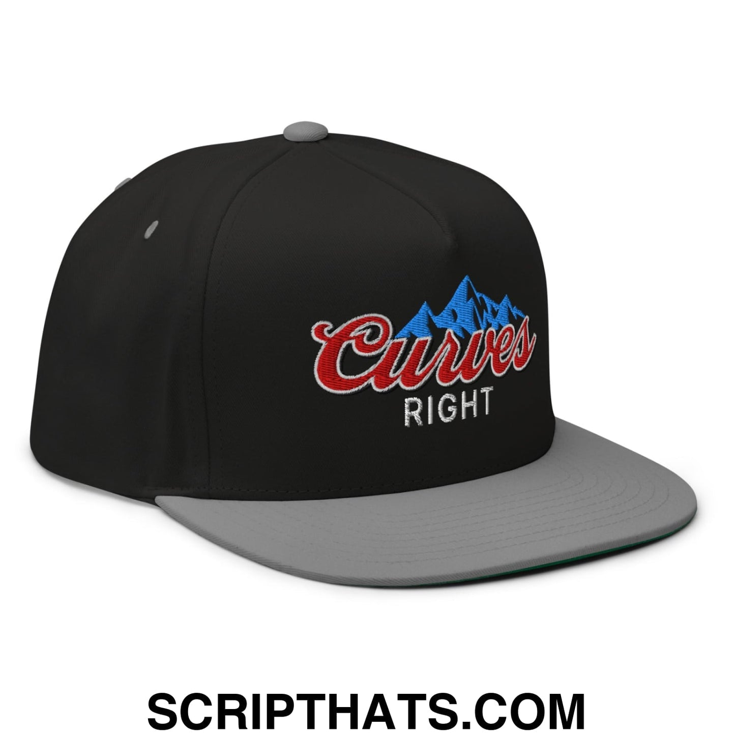 Curves Right Flat Brim Bill 5 Panel Golf Snapback Hat