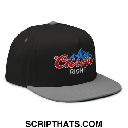 Curves Right Flat Brim Bill 5 Panel Golf Snapback Hat