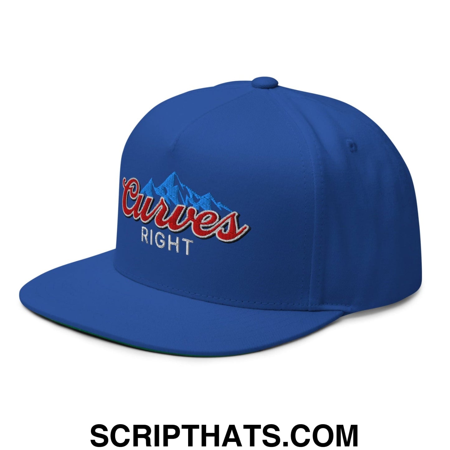 Curves Right Flat Brim Bill 5 Panel Golf Snapback Hat