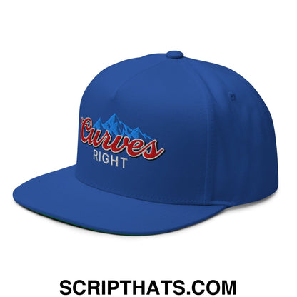 Curves Right Flat Brim Bill 5 Panel Golf Snapback Hat