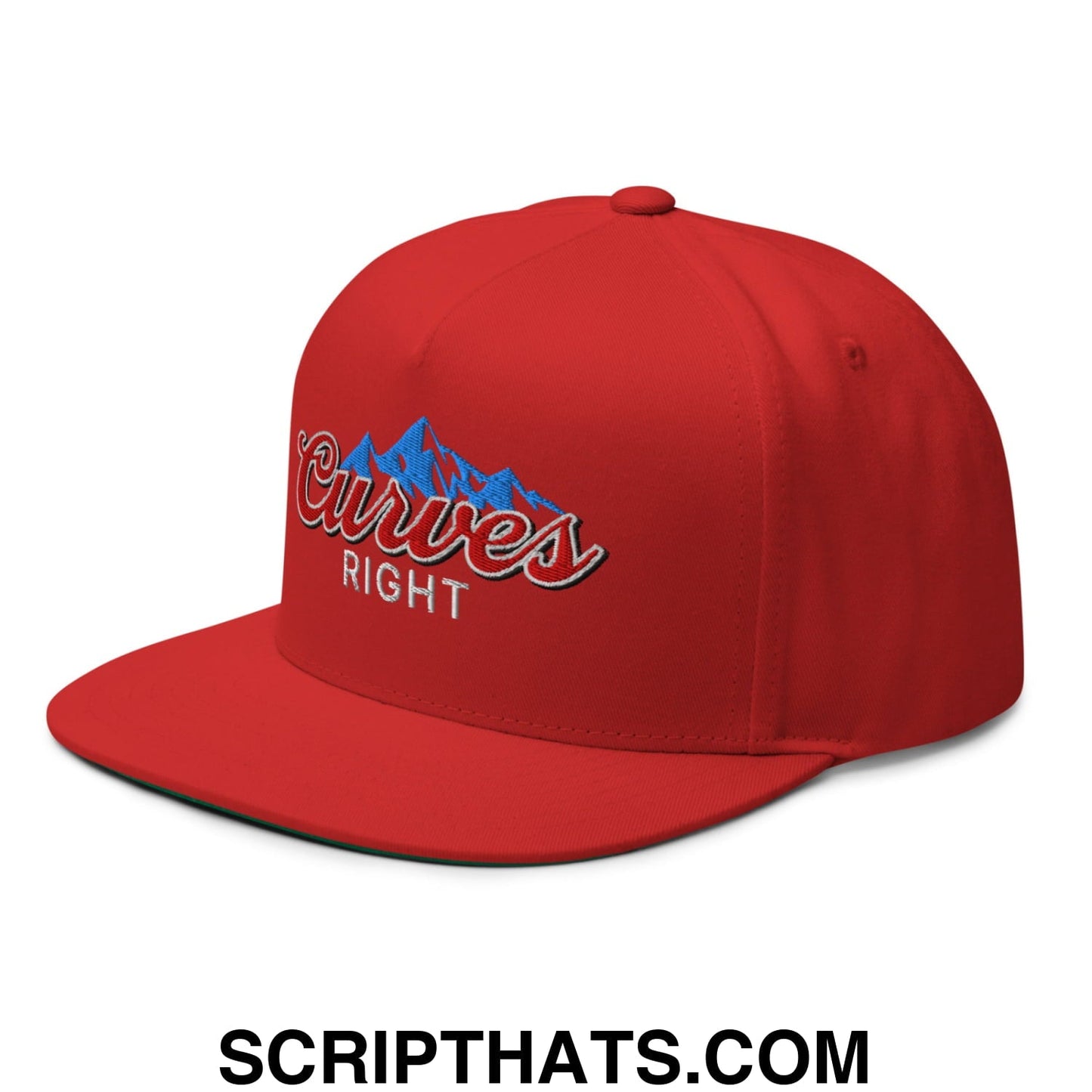 Curves Right Flat Brim Bill 5 Panel Golf Snapback Hat