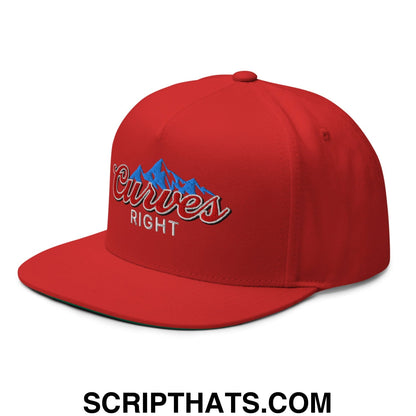 Curves Right Flat Brim Bill 5 Panel Golf Snapback Hat
