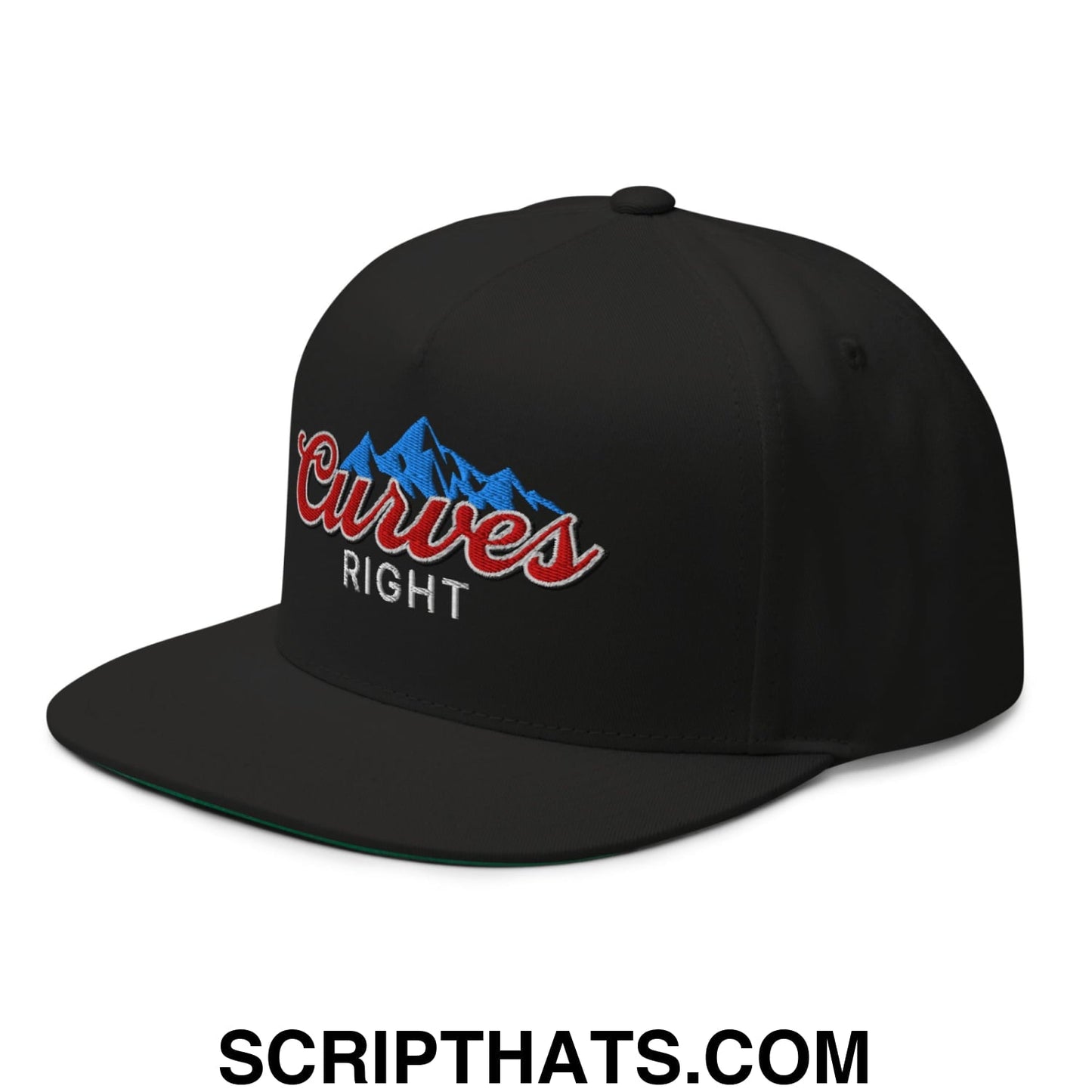 Curves Right Flat Brim Bill 5 Panel Golf Snapback Hat