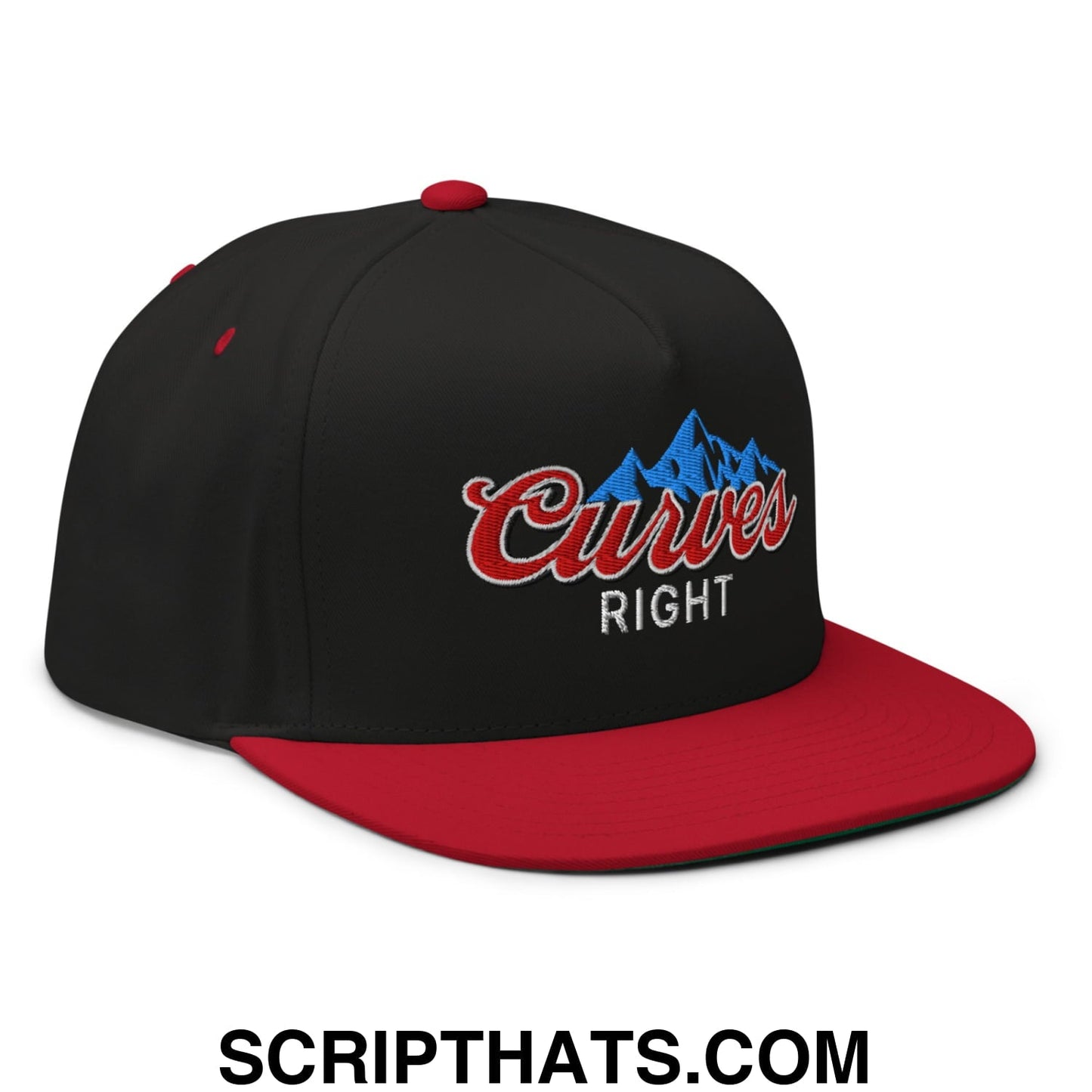 Curves Right Flat Brim Bill 5 Panel Golf Snapback Hat