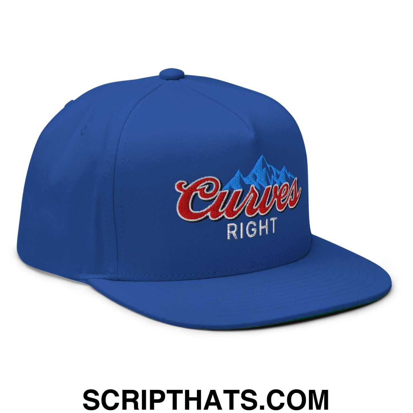 Curves Right Flat Brim Bill 5 Panel Golf Snapback Hat