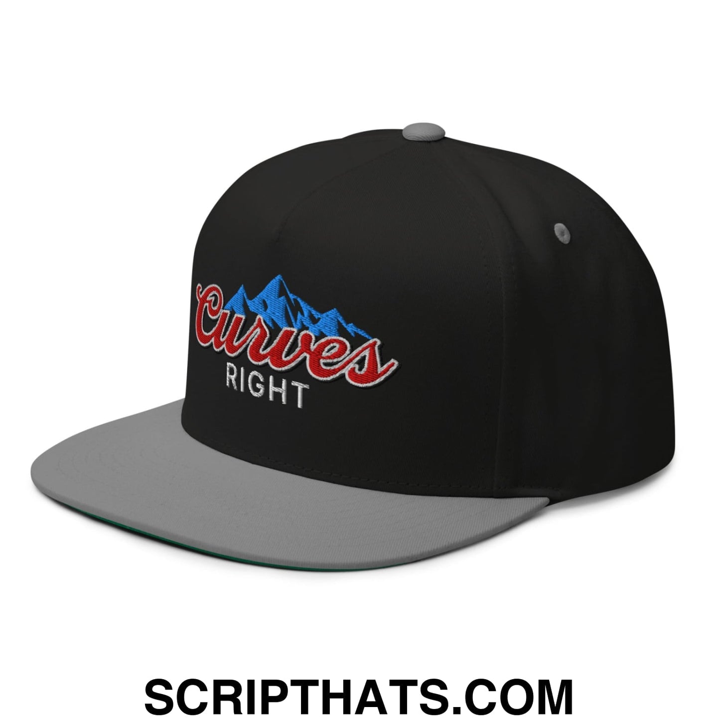 Curves Right Flat Brim Bill 5 Panel Golf Snapback Hat